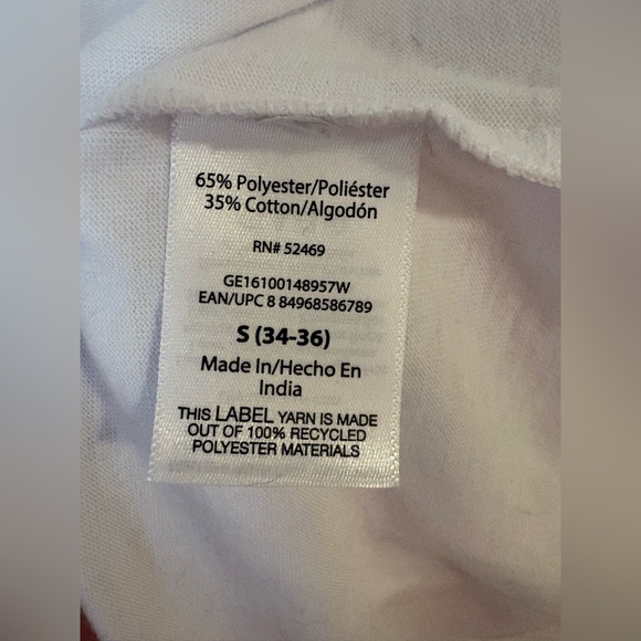 George White V-Neck T-Shirt Small Cotton Polyester Basic Tee - Picture 4 of 5